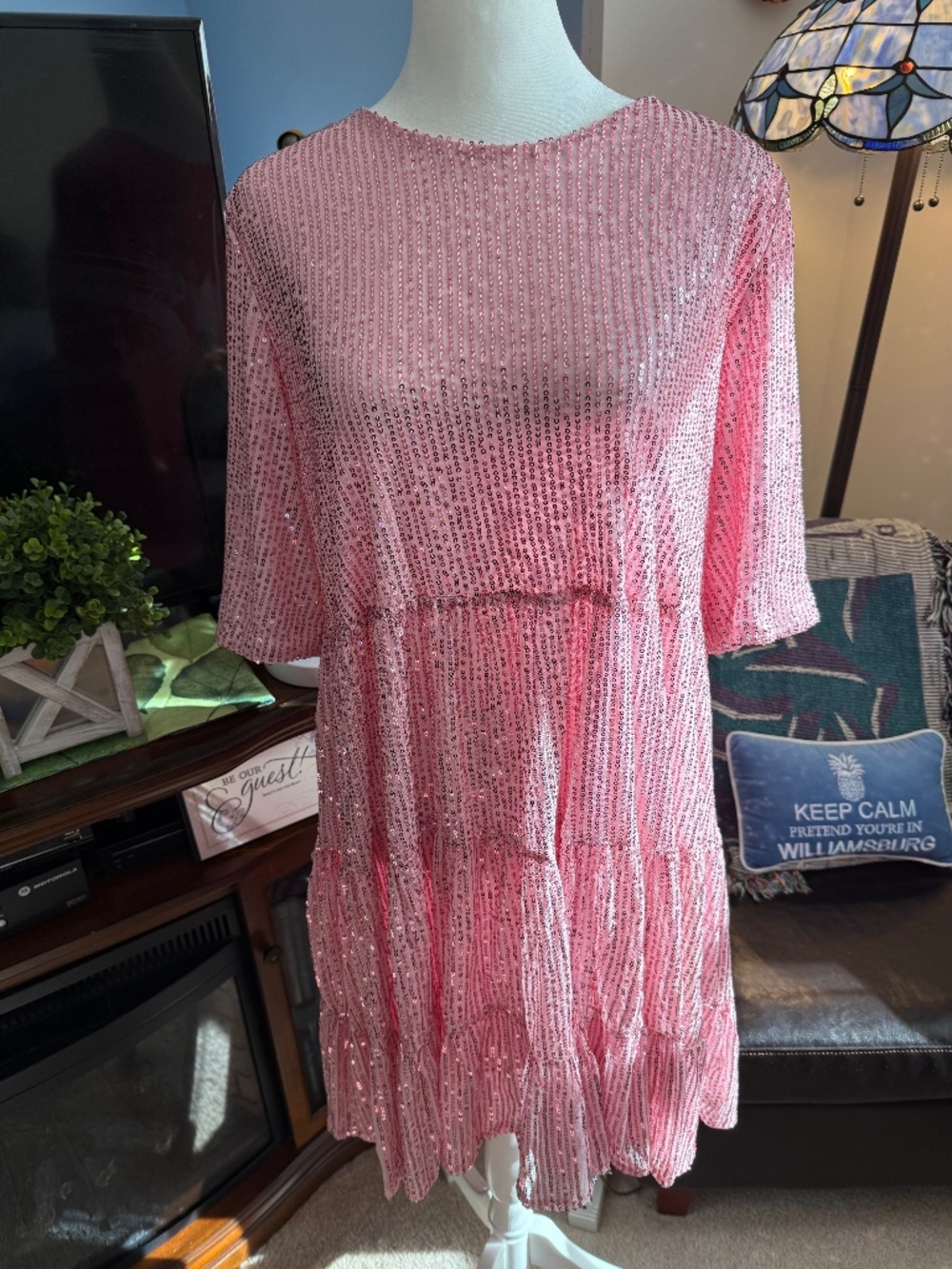 Jklesa Women's Sequin Babydoll Dress L NWT